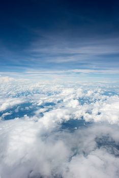 Cloudscape. Blue sky and white cloud. Sunny day. Cumulus cloud .