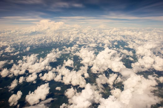 Cloudscape. Blue sky and white cloud. Sunny day. Cumulus cloud .