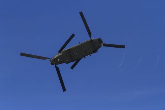 ENGLAND, Southport: A Chinook flies during the Southport Airshow 2015 in Southport, Merseyside in England on September 19, 2015