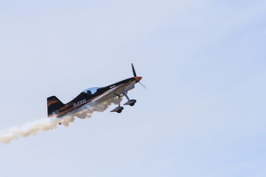 ENGLAND, Southport: An Xtreme Air XA-41 performs during the Southport Airshow 2015 in Southport, Merseyside in England on September 19, 2015