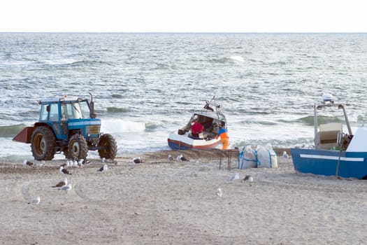 Danish fishing boat on the beach