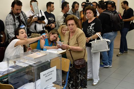 GREECE, Athens: Approximately 10 million voters are called upon to vote in the snap general election to elect a new parliament on September 20, 2015, only eight months after the last general election in Greece  Greek voters head to the polls today in a tightly fought general election which is expected to be nail-bitingly close. 	