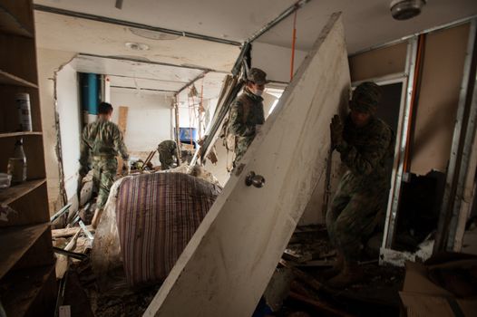 CHILE, Coquimbo: The coastal town of Coquimbo struggles to pick up the pieces on September 19, 2015 after Wednesday's 8.3 magnitude quake ripped through the region.  Residents have begun clearing up after what was the country's sixth most powerful recorded earthquake. At least 11 people have died and hundreds have been displaced since the disaster. 