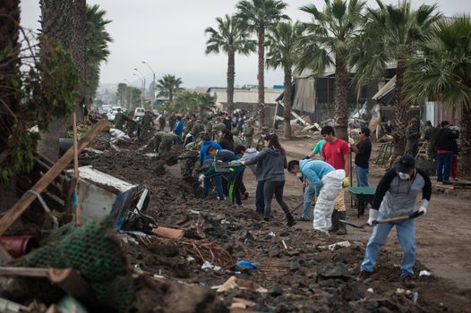 CHILE, Coquimbo: The coastal town of Coquimbo struggles to pick up the pieces on September 19, 2015 after Wednesday's 8.3 magnitude quake ripped through the region.  Residents have begun clearing up after what was the country's sixth most powerful recorded earthquake. At least 11 people have died and hundreds have been displaced since the disaster. 