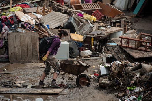 CHILE, Coquimbo: The coastal town of Coquimbo struggles to pick up the pieces on September 19, 2015 after Wednesday's 8.3 magnitude quake ripped through the region.  Residents have begun clearing up after what was the country's sixth most powerful recorded earthquake. At least 11 people have died and hundreds have been displaced since the disaster. 