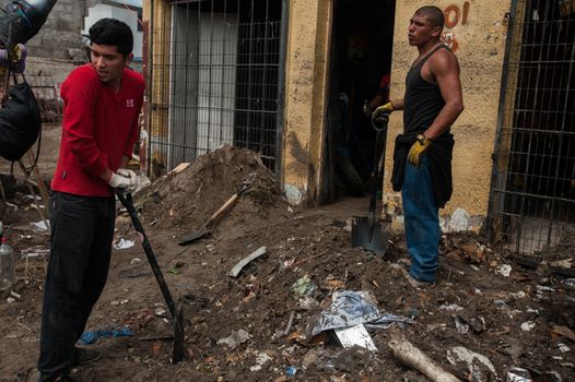 CHILE, Coquimbo: The coastal town of Coquimbo struggles to pick up the pieces on September 19, 2015 after Wednesday's 8.3 magnitude quake ripped through the region.  Residents have begun clearing up after what was the country's sixth most powerful recorded earthquake. At least 11 people have died and hundreds have been displaced since the disaster. 