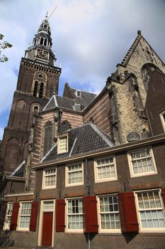 View of Oude Kerk (Old Church), Amsterdam, Netherlands