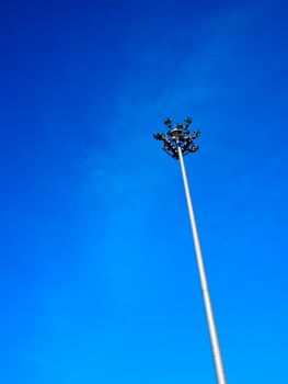 street light pole with blue sky background