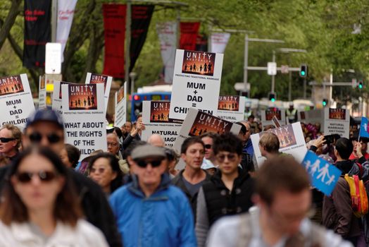 AUSTRALIA, Sydney: Amid ongoing discussion in federal government over marriage equality, New South Wales MP Reverend Fred Nile leads a Unity Australia rally from Belmore Park to Martin Place on September 20, 2015 to celebrate marriage and family and to protect traditional marriage