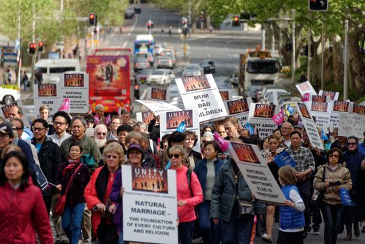 AUSTRALIA, Sydney: Amid ongoing discussion in federal government over marriage equality, New South Wales MP Reverend Fred Nile leads a Unity Australia rally from Belmore Park to Martin Place on September 20, 2015 to celebrate marriage and family and to protect traditional marriage