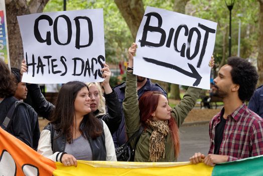 AUSTRALIA, Sydney: Amid ongoing discussion in federal government over marriage equality, New South Wales MP Reverend Fred Nile leads a Unity Australia rally from Belmore Park to Martin Place on September 20, 2015 to celebrate marriage and family and to protect traditional marriage