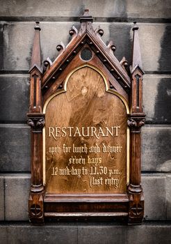 Ornate Wooden Sign For A Luxury Restaurant