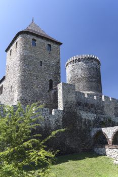 view on Bedzin Castle in Poland on a background of blue sky,  Upper Silesia