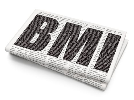 Health concept: Pixelated black text BMI on Newspaper background