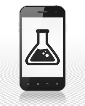 Science concept: Smartphone with black Flask icon on display