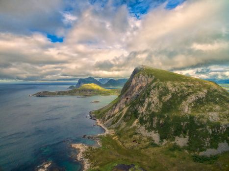 Lofoten islands in Norway, scenic aerial view