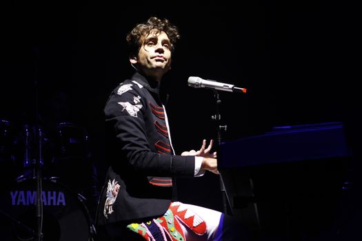 FRANCE, Paris: British pop singer Mika performs at the Zenith, in Paris, on September 19, 2015, during his 'Heaven Tour'.