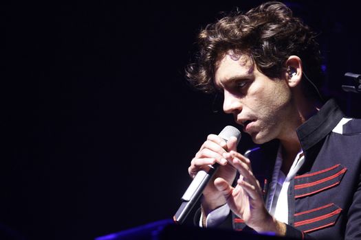 FRANCE, Paris: British pop singer Mika performs at the Zenith, in Paris, on September 19, 2015, during his 'Heaven Tour'.