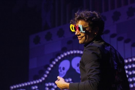 FRANCE, Paris: British pop singer Mika performs at the Zenith, in Paris, on September 19, 2015, during his 'Heaven Tour'.