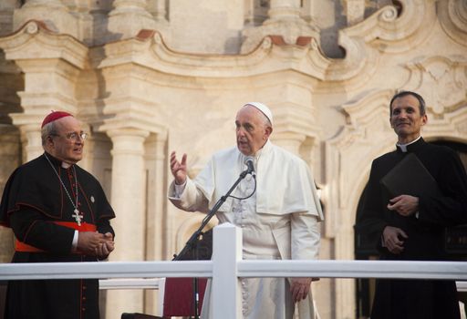 CUBA, Havana: Pope Francis met young Cubans in the Felix Varela Centre, Havana on September 20, 2015. Student spokesman Leonardo Fernandez Otano also spoke to the younger generations about being a young Catholic.