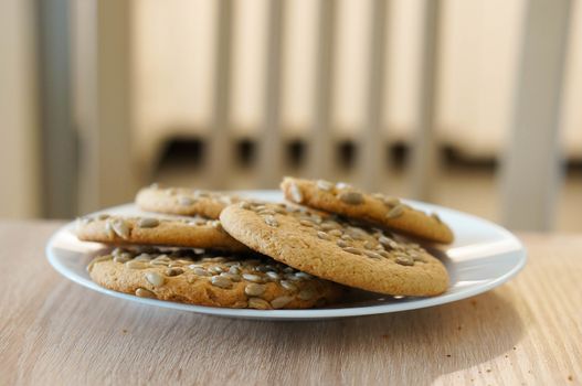 Home made cookies with seeds on plate