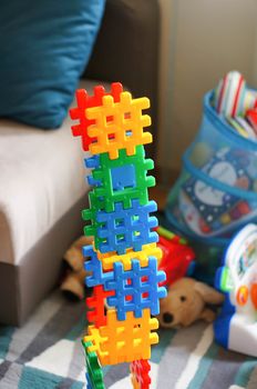 Stack of plastic block parts 