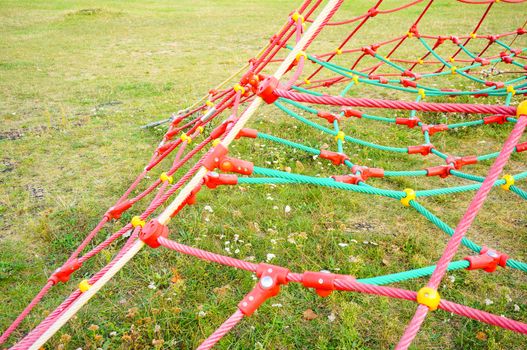 Climbing rope net of a play ground