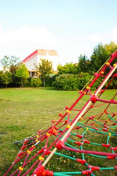 Climbing rope net of a play ground