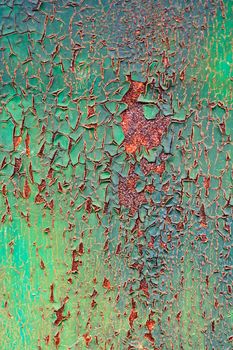 old decayed paint on rust metal