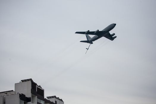 CHILE, Santiago: Military planes of the Chilean Air Force flew over Santiago in formation to celebrate the Day of the Glories of the Army, on September 19, 2015. 