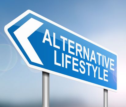 Illustration depicting a sign with an alternative lifestyle concept.