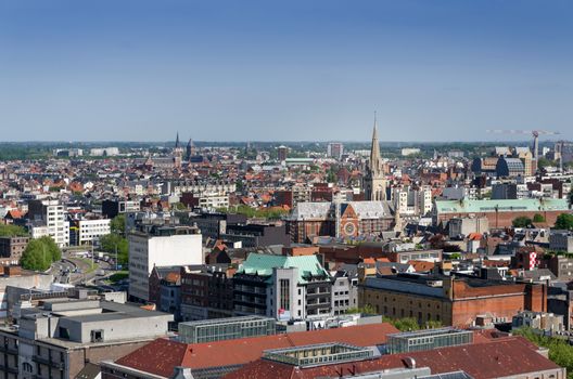 Aerial view of Antwerp in Belgium. viewed from Museum aan de Stroom