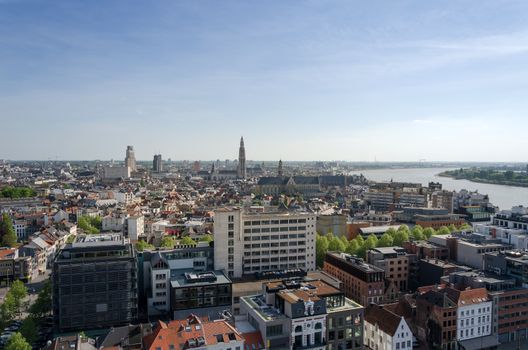 Aerial view of Antwerp, Belgium. viewed from Museum aan de Stroom