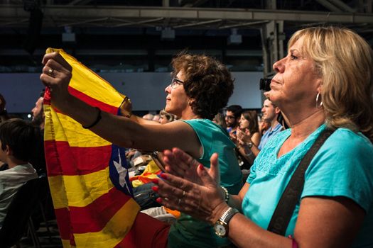 SPAIN, Barcelona: Junts pel S� (Together for Yes), a coalition of political parties in favour of Catalonia's independence, held a rally in Barcelona on September 20, 2015.The northeastern region of Catalonia is home to 7.5 million people, who will vote on September 27, 2015 on secession from Spain. An independent Catalonia would not be part of the Eurozone. 