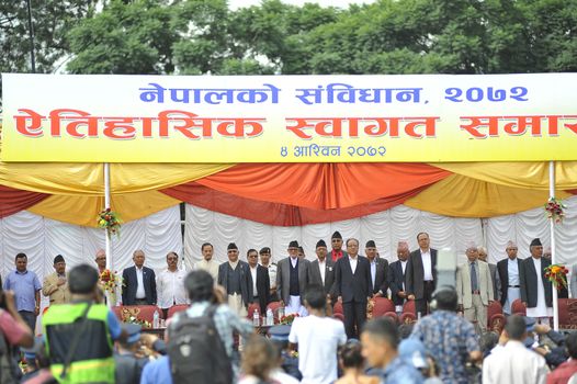 NEPAL, Kathmandu: Celebrations continued in Kathmandu, Nepal on September 21, 2015, one day after the government unveiled the country's first democratic constitution in a historic step. Out of the 598 members of the Constituent Assembly, 507 voted for the new constitution, 25 voted against, and 66 abstained in a vote on September 16, 2015. The event was marked with fireworks and festivities, but also with protests organized by parties of the Tharu and Madhesi ethnic communities.Photos taken by Newzulu contributor Narayan Maharjan show the Nepalese people donning traditional garb and celebrating with folk music and dancing.