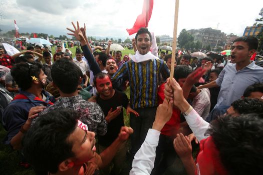 NEPAL, Kathmandu: Celebrations continued in Kathmandu, Nepal on September 21, 2015, one day after the government unveiled the country's first democratic constitution in a historic step. Out of the 598 members of the Constituent Assembly, 507 voted for the new constitution, 25 voted against, and 66 abstained in a vote on September 16, 2015. The event was marked with fireworks and festivities, but also with protests organized by parties of the Tharu and Madhesi ethnic communities.Photos taken by Newzulu contributor Dinesh Shrestha show the Nepalese people donning traditional garb and celebrating with folk music and dancing.