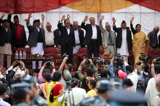 NEPAL, Kathmandu: Celebrations continued in Kathmandu, Nepal on September 21, 2015, one day after the government unveiled the country's first democratic constitution in a historic step. Out of the 598 members of the Constituent Assembly, 507 voted for the new constitution, 25 voted against, and 66 abstained in a vote on September 16, 2015. The event was marked with fireworks and festivities, but also with protests organized by parties of the Tharu and Madhesi ethnic communities.Photos taken by Newzulu contributor Dinesh Shrestha show the Nepalese people donning traditional garb and celebrating with folk music and dancing.