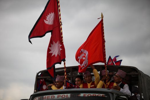 NEPAL, Kathmandu: Celebrations continued in Kathmandu, Nepal on September 21, 2015, one day after the government unveiled the country's first democratic constitution in a historic step. Out of the 598 members of the Constituent Assembly, 507 voted for the new constitution, 25 voted against, and 66 abstained in a vote on September 16, 2015. The event was marked with fireworks and festivities, but also with protests organized by parties of the Tharu and Madhesi ethnic communities.Photos taken by Newzulu contributor Dinesh Shrestha show the Nepalese people donning traditional garb and celebrating with folk music and dancing.