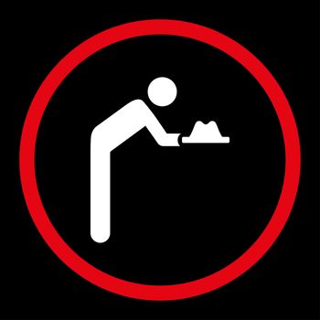 Servant icon. This rounded flat symbol is drawn with red and white colors on a black background.