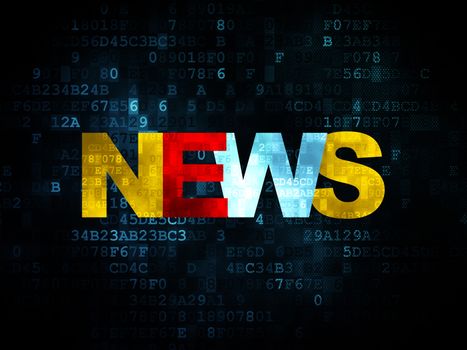 News concept: Pixelated multicolor text News on Digital background, 3d render