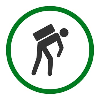 Courier glyph icon. This rounded flat symbol is drawn with green and gray colors on a white background.