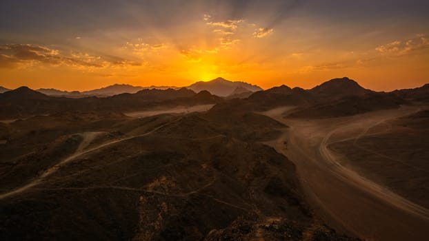 In the picture the Egyptian desert rocks at sunset.