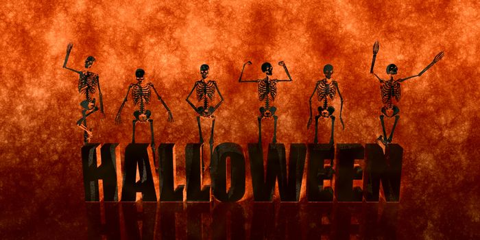 Halloween Celebration with Skeletons Dancing as a Holiday Abstract