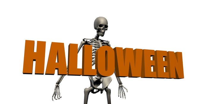 Skeletons Dancing Over a Halloween Sign Template