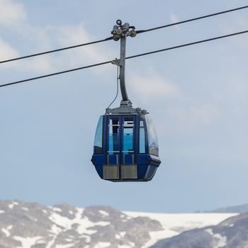 Ski lift cable booth or car, Switzerland in summer