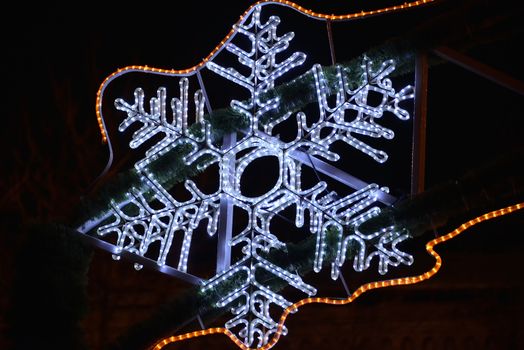Electronic glowing snowflake made diode tape
