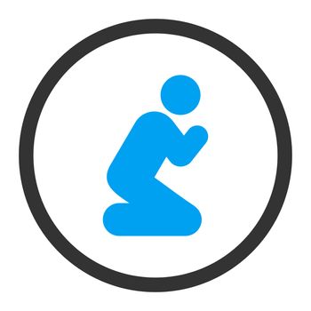 Pray glyph icon. This rounded flat symbol is drawn with blue and gray colors on a white background.