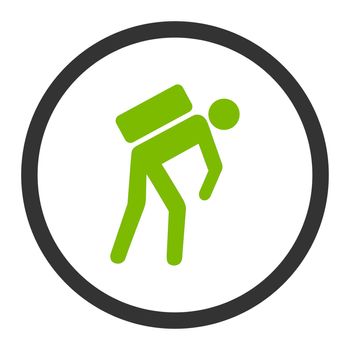 Courier glyph icon. This rounded flat symbol is drawn with eco green and gray colors on a white background.