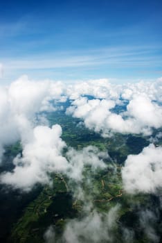 Cloudscape. Blue sky and white cloud. Sunny day. Cumulus cloud .