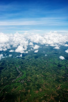 Cloudscape. Blue sky and white cloud. Sunny day. Cumulus cloud .